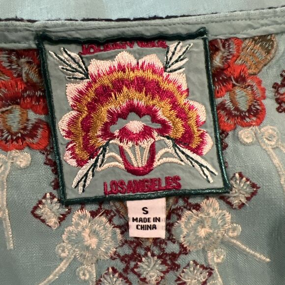 Johnny Was Beatriz Trapeze Embroidered Tunic Small Dress 100% Linen Bohemian - Picture 7 of 13